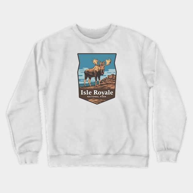 Isle Royale National Park Moose Emblem Crewneck Sweatshirt by Perspektiva